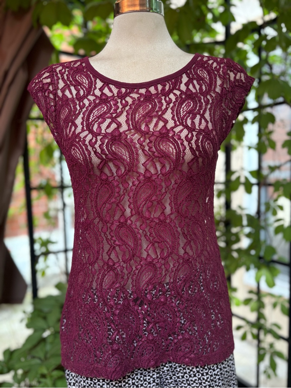 The Limited Wine Lace Shell Top Size XS